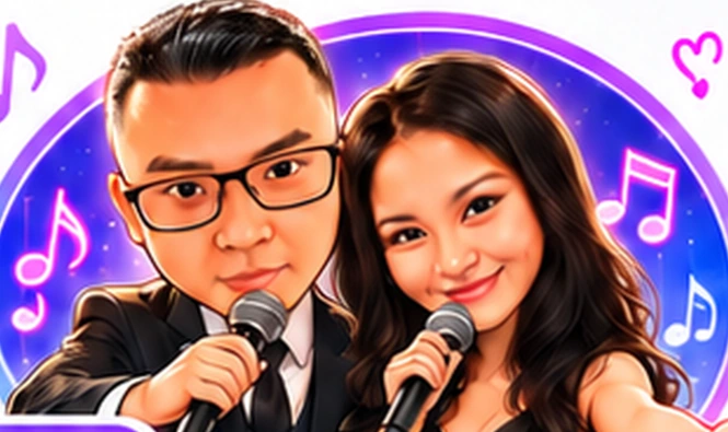 MiroCharm karaoke caricature artwork